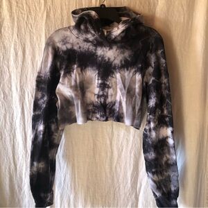Over the Limit cropped tie dye hoodie womens size M drop shoulder
